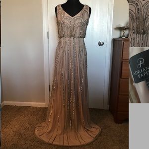 Adrianna Papell Beaded Blouson Gown Dress Size 4